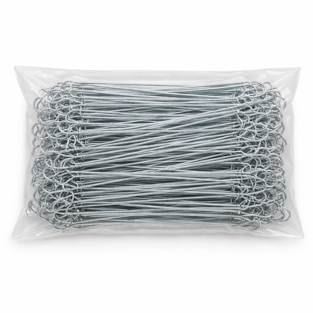 Steel Sandbag Ties – 6" Double Loop, Galvanized, 16 Gauge with Tie Tool