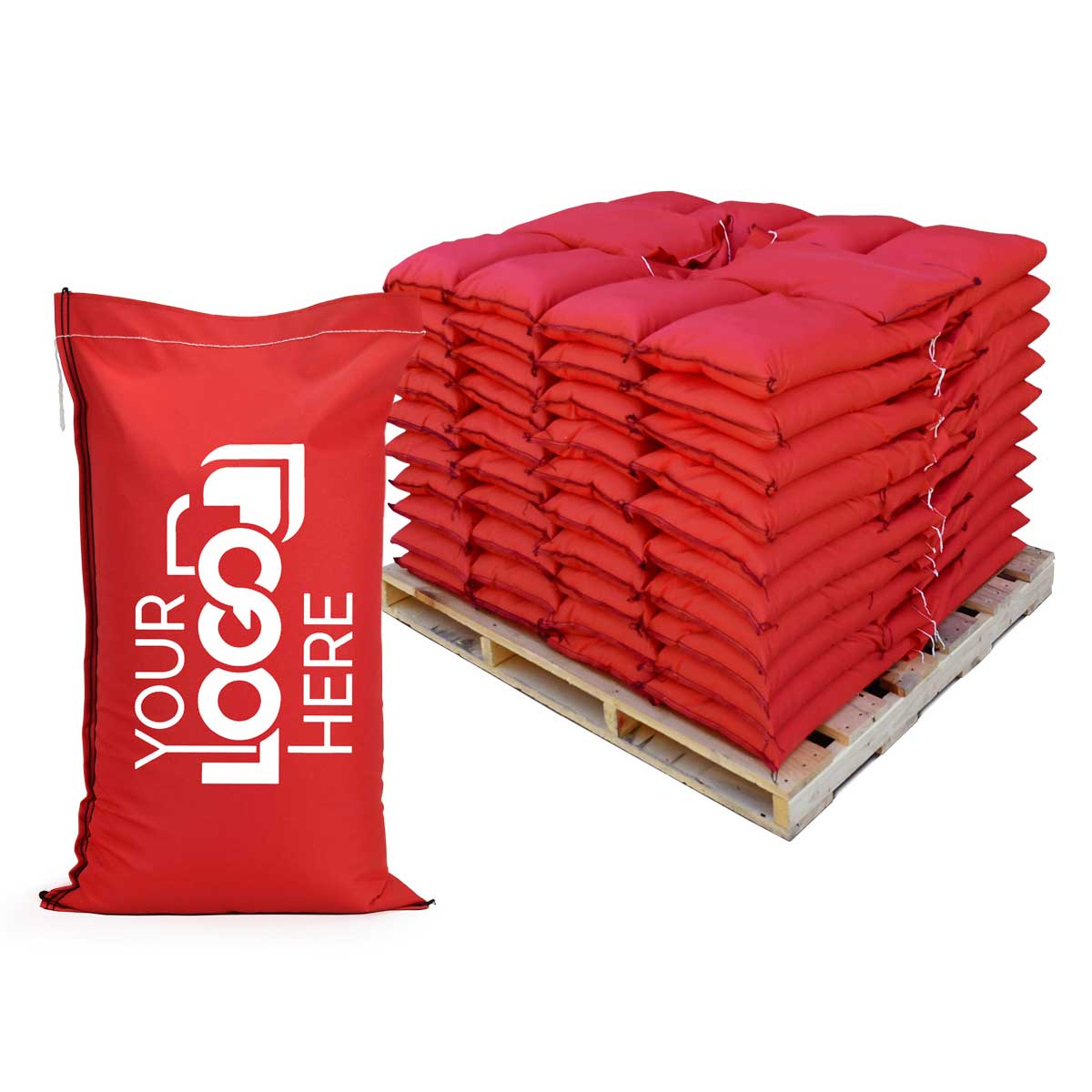 Ace® Sandbags – Pre-Filled Pallet, 3,000 lbs UV-Rated Canvas, Custom Printed Logo