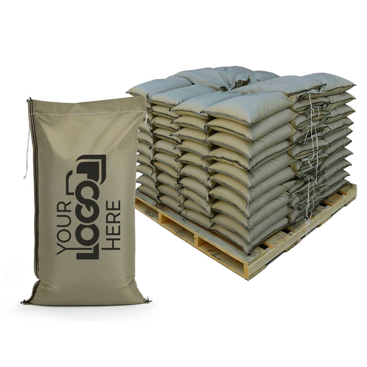 Ace® Sandbags – Pre-Filled Pallet, 3,000 lbs UV-Rated Canvas, Custom Printed Logo