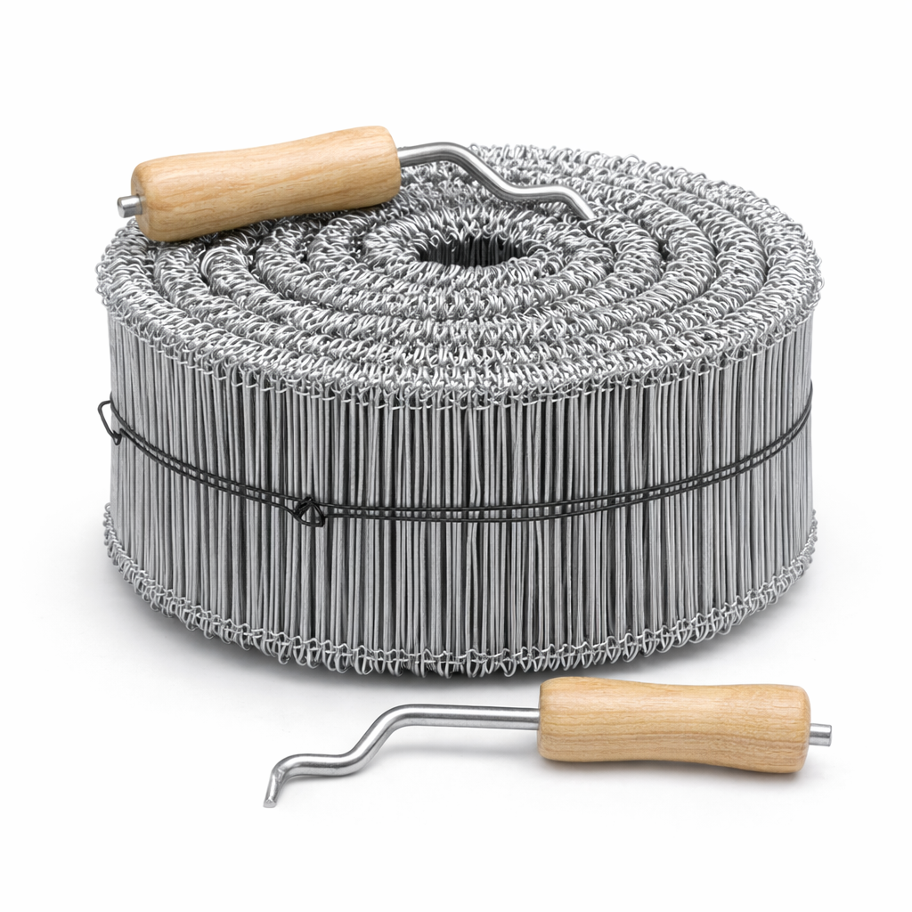 Steel Sandbag Ties – 6" Double Loop, Galvanized, 16 Gauge with Tie Tool