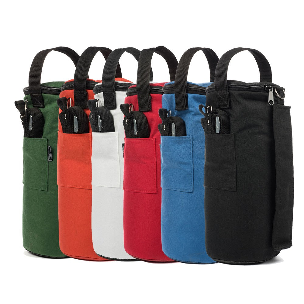 6 canopy weights all in different colors on white background.