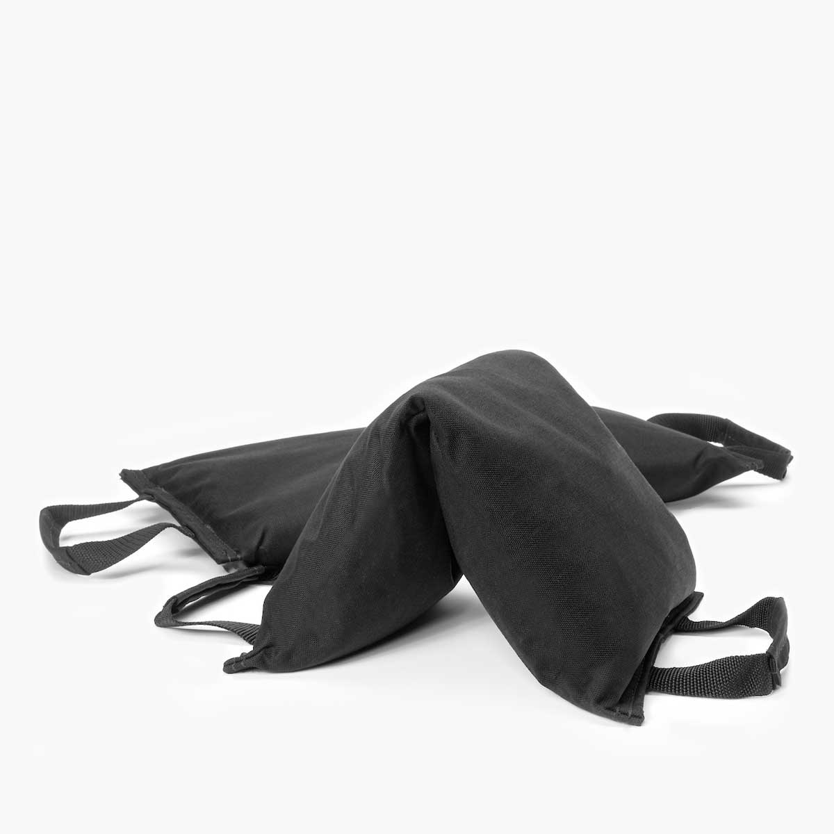 Dual handled triple layer sandbags with cordura stitching  and webbing handles on a white background