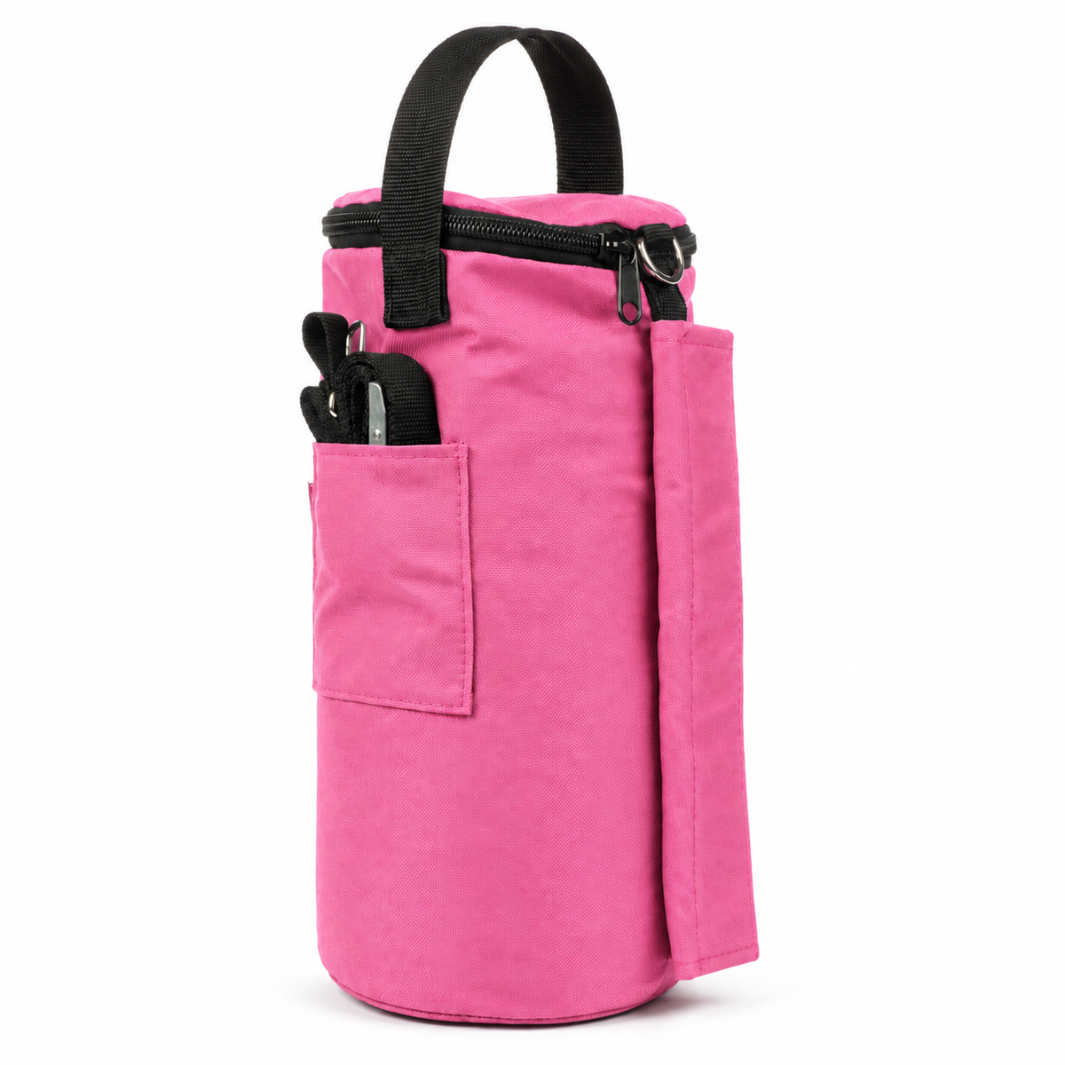 Photo of a single pink canopy sandbag weight on white background.