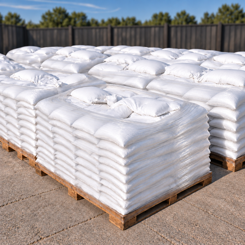 Economy Sandbags Pallet – Pre-Filled 3,000 lb, White Polypropylene, 2,000 UVI Rated