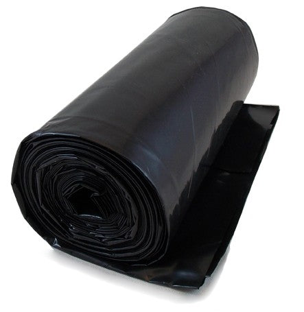 Sandbag water barrier film for flood protection in black roll on white background
