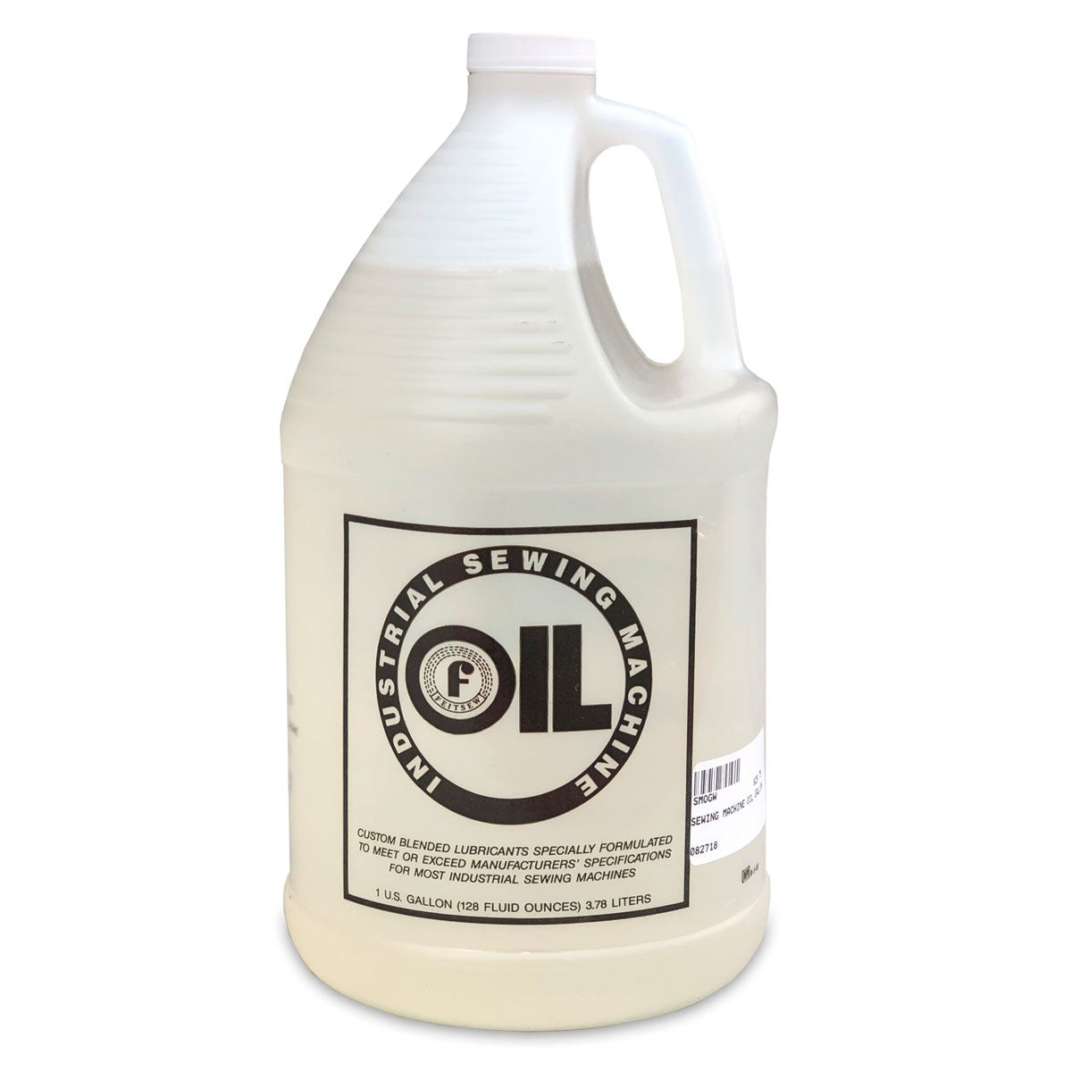 One gallon jug of outdoor sewing oil used to lubricate sewing heads for sandbag filling machines - image on white background