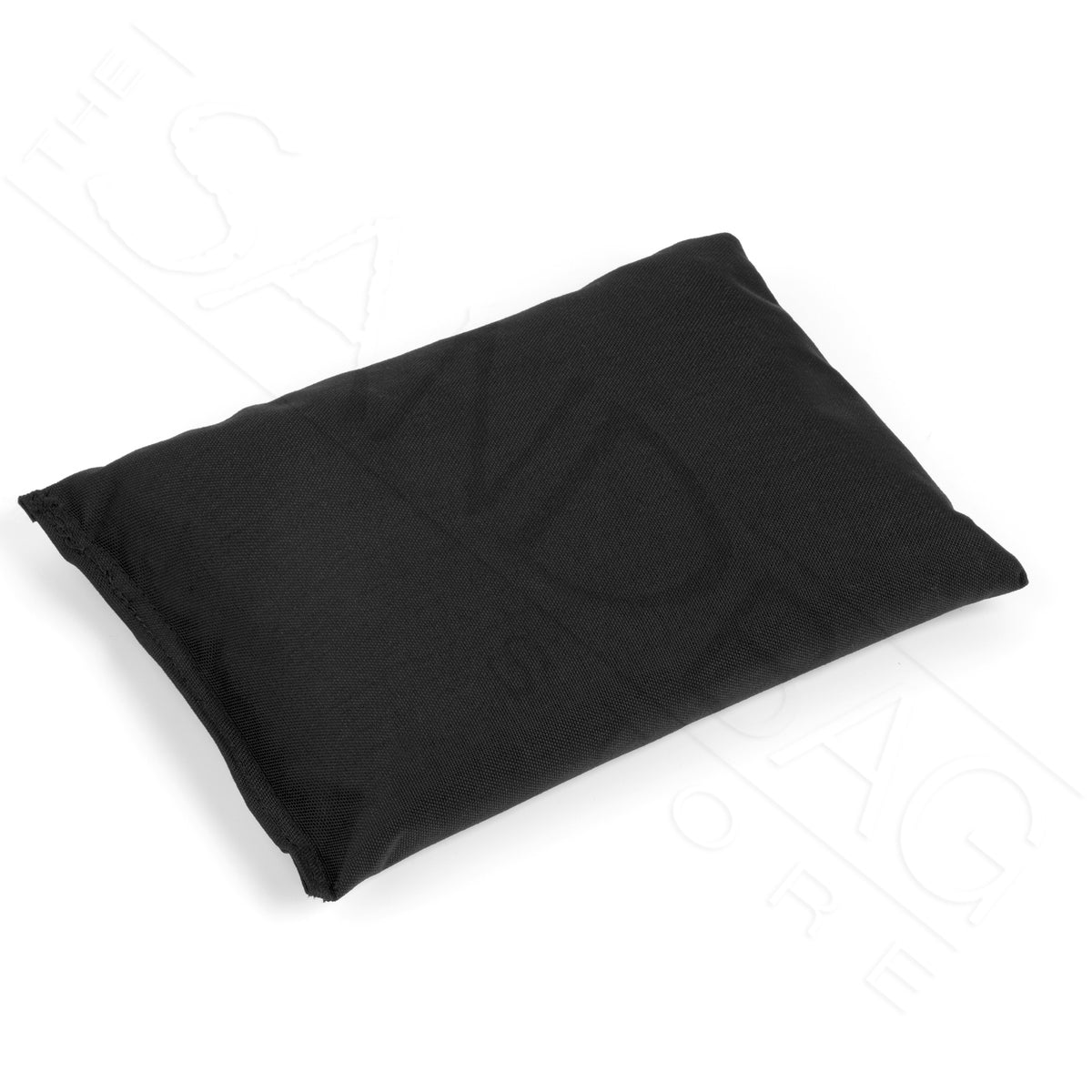 Balck rectangular ballast sandbag made from heavy cordura fabric on a white background with watermarking