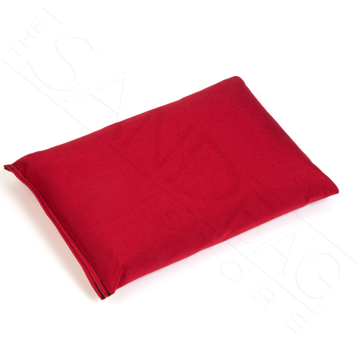 Red rectangular ballast sandbag made from heavy cordura fabric on a white background
